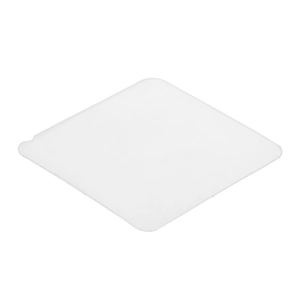 Transparent square double-sided adhesive tape with rounded edges on white background