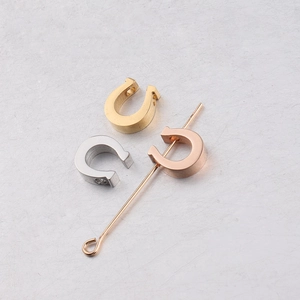 Polished horseshoe metal beads in gold, silver, and rose gold for DIY jewelry making