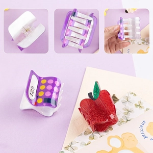 Pinces à cheveux mignonnes avec calculatrice violette et pomme rouge pailletée créative