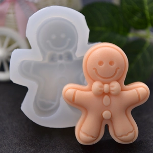Gingerbread Man Silicone Mold For DIY Baking Cake Mousse Chocolate Handmade Soap Candle Making Christmas Theme White