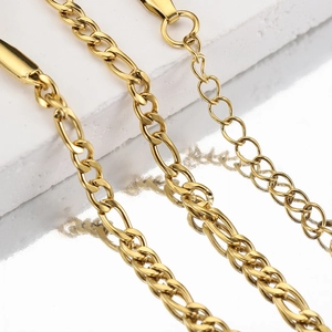 18k gold plated stainless steel Cuban and O-link chain bracelet with lobster clasp