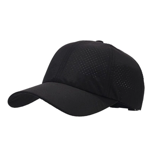 Classic black breathable laser-cut baseball cap with curved brim for sports and leisure