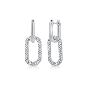Silberne Zirkonia-Ohrhänger im quadratischen Kettendesign für Damen Schmuck