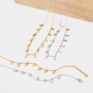 Pendentifs Paillettes Losange Français Acier Inoxydable Collier Et Bracelet Multicouches Pour Femmes Bijoux Minimalistes Élégants