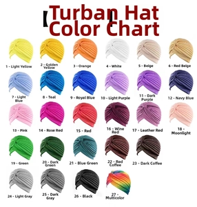 Sammlung von 27 farbenfrohen Turban-Hüten mit Falten für Damen in verschiedenen Farbtönen
