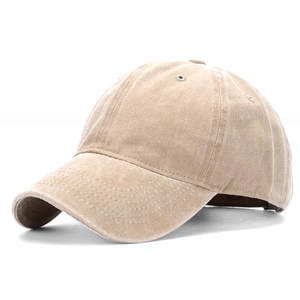 Classic washed vintage khaki cotton baseball cap with pre-curved brim for a stylish look
