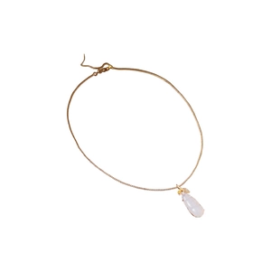 Gold plated chalcedony eggplant pendant necklace with sleek snake chain for women