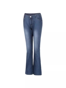 Slim fit flared jeans with high waist and vintage blue wash finish for women