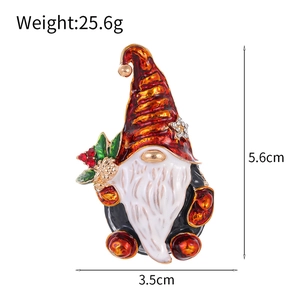 Creative Christmas gnome brooch with colorful enamel finish and star crystal decoration