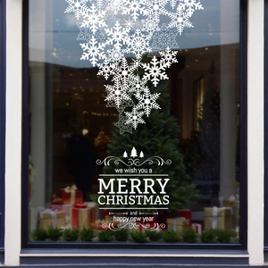White Snowflake Christmas Window Clings Static PVC Glass Stickers For Holiday Mall Home Decoration Merry Christmas Decals