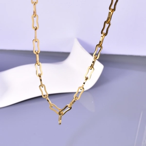 Minimalist 18K gold stainless steel bracelet for women featuring hollow link design