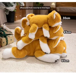 Plush Shiba Inu dogs in 30cm 45cm 65cm sizes measured from nose to back foot