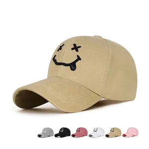 Casquette De Baseball Brodée Visage Drôle Yeux X Langue Sortie Ajustable Mélange De Polyester Et Coton Chapeau Streetwear