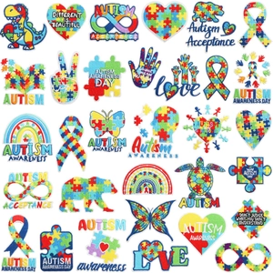 Autism Awareness Embroidered Patches Iron On Colorful Puzzle Fabric Decorative Appliques For Clothing Bags Jackets DIY