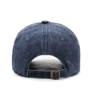 Casquette de baseball rétro en denim bleu marine délavé avec boucle réglable