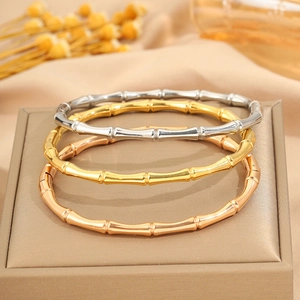Bracciali in acciaio al titanio stile bambù nei colori oro, argento e rosa