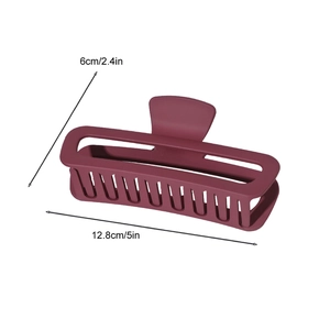 Detail showing dimensions of the burgundy matte square hair claw clip in two sizes