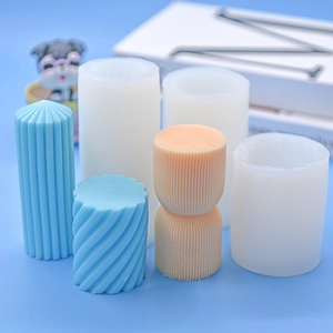 Spiral cylindrical silicone mold set for DIY candles and baking textured cakes