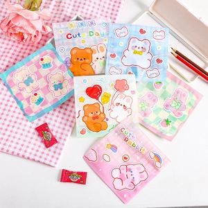 Cartoon Bear Rabbit Transparent Ziplock Bags For Candy Cookies Snack Storage Cute Korean Style Plastic Packaging Gift Bags