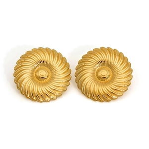 Orecchini A Lobo A Disco Tondo Retrò Acciaio Inossidabile 316 Texture Spirale Placcato Oro PVD Impermeabile Ipoallergenico Donna