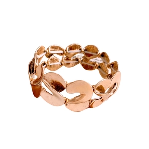 Rose gold S-shaped twisted elastic metal bracelet with leaf design for women