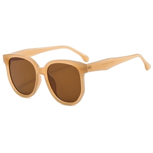 Lunettes de soleil rétro à monture large en résine beige et verres foncés chic