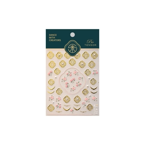 Traditional Chinese style golden window lattice and pink blossom nail art stickers TL-438