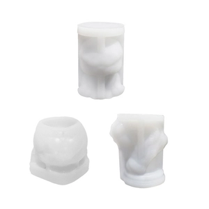 Set of 3 3D cat and alien shaped silicone molds for handmade candles and resin art