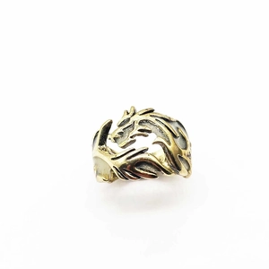 Retro luminous dragon pattern ring in antique bronze finish with a wide band design