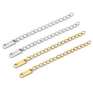 Adjustable stainless steel extender chains in gold and silver with K18 stamp for jewelry
