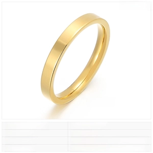 3mm wide golden stainless steel ring with polished finish and minimalist round arc design