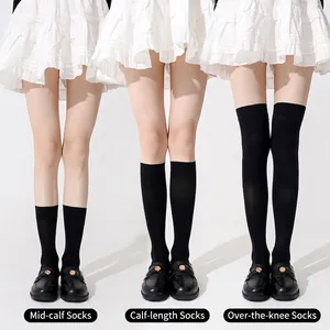 Women Compression Socks Black Velvet Nylon Slimming Shaping Graduated Pressure Preppy Japanese Style High Elasticity