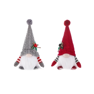 Lighted Christmas gnomes plush set with knitted hats and warm LED glow for holiday decor