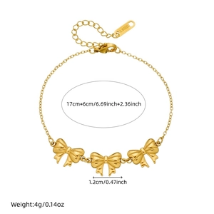 Bracelet chaîne noeud minimaliste en acier inoxydable doré pour femme, longueur de 23cm
