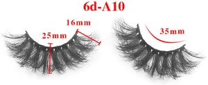 Detailed macro view of 6D Russian curl false eyelashes showing 16mm length and density