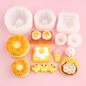 DIY silicone mold set for creating toast, ice cream and egg shaped aromatherapy gypsum