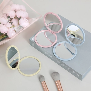 Portable Round Makeup Mirror Foldable Double Sided Pocket Cosmetic Mirror Travel Handheld Beauty Tool For Women Girls