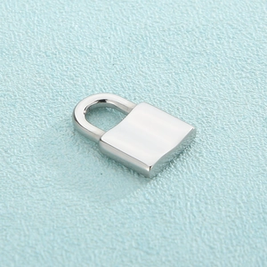 Street style silver square lock pendant with a high-polished finish for DIY necklaces