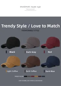Matrix display of distressed baseball caps in six solid colors with frayed brim details