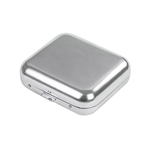 Cenicero de bolsillo cuadrado de metal plateado portátil para coche o viaje
