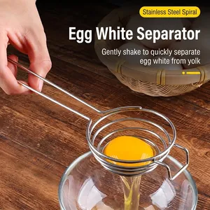 Stainless Steel Egg White Separator Spiral Design Manual Yolk Filter Kitchen Baking Tool With Long Handle