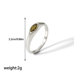 Macro detail of marquise cut yellow gemstone ring showing 2.2cm size and 2g weight
