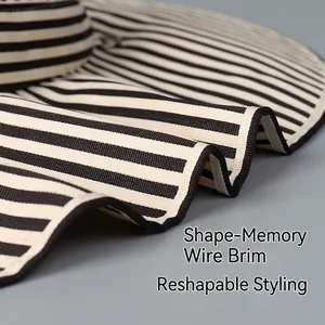 Chapeau de soleil rayé à large bord avec fil à mémoire pour un style flexible