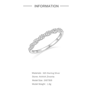 Macro view of 925 sterling silver wavy ring with AAAAA zirconia and S925 hallmark
