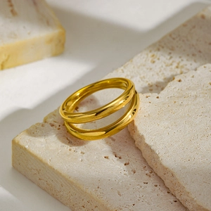 French retro gold irregular line earrings set on aesthetic textured light stone