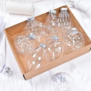 Set di palline di Natale trasparenti in PET di varie forme in una scatola regalo di lusso