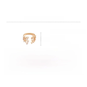 Detailed size specifications for pearl and zircon multilayer ring in copper material