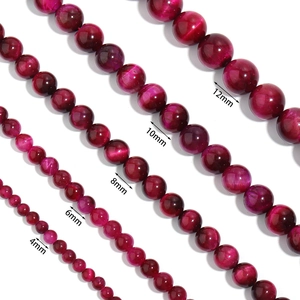 Size comparison of dark red tiger eye round beads in 4mm 6mm 8mm 10mm 12mm for jewelry