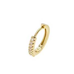 Boucles d'oreilles créoles dorées 18K ornées de sept zircons étincelants pour femmes