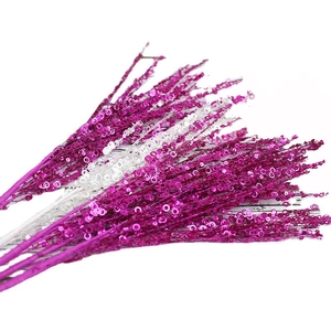 Sparkling sequin decorative branches in magenta and white for Christmas floral arrangements